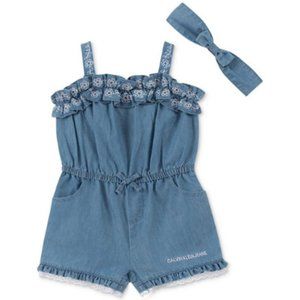 Calvin Klein Chambray Romper Baby Girls 3/6M